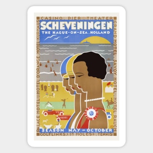 Scheveningen The Hague on Sea. Holland Vintage Poster Sticker